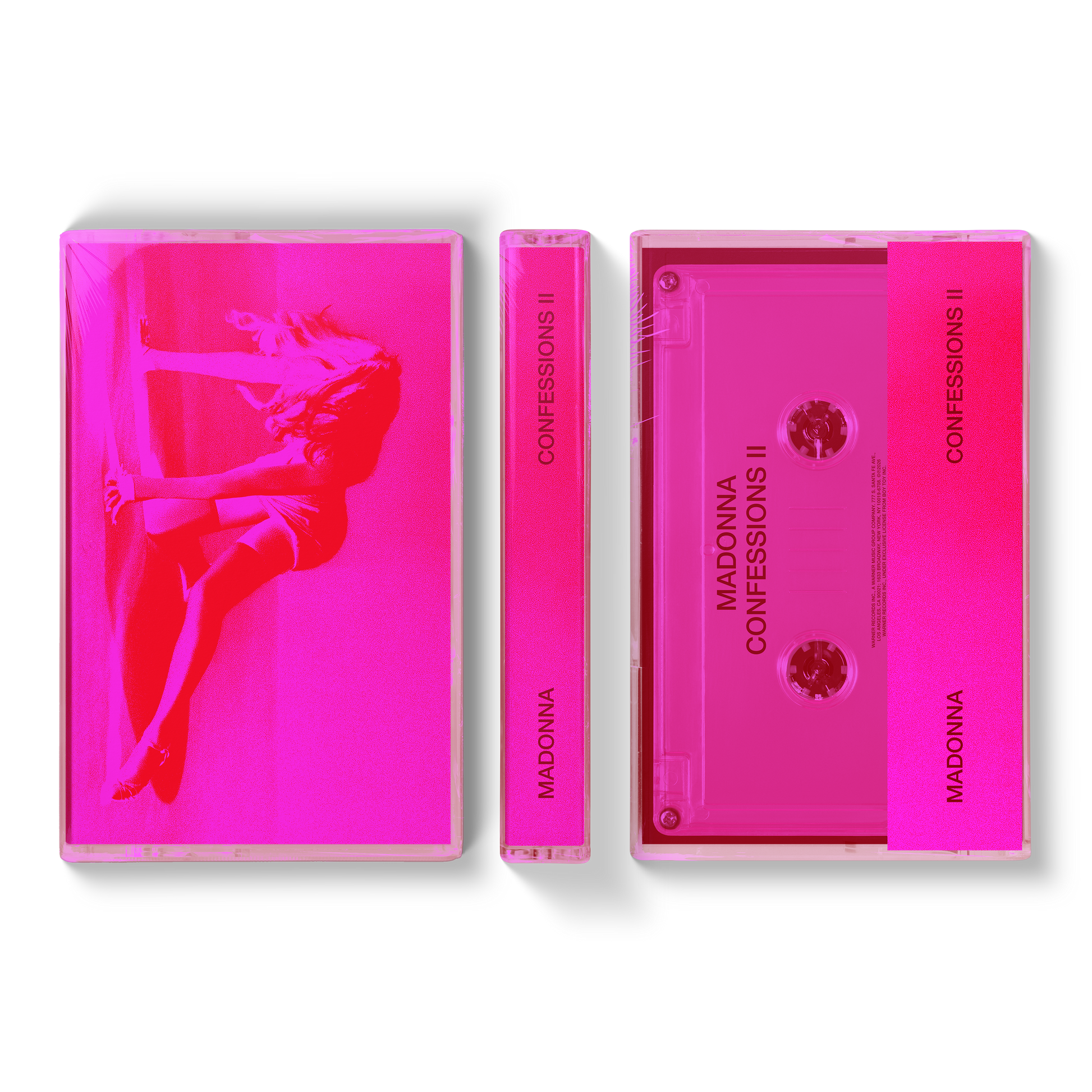 Translucent Pink cassette tape with 'Madonna Confessions II' design 
