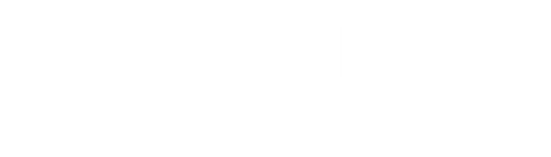 Logo for 'MADONNA THE OFFICIAL STORE' with white text